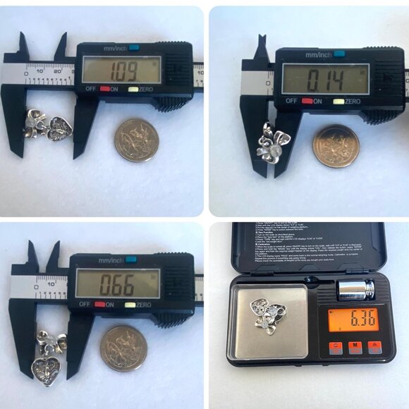 VTG Sterling Silver 925 1" Pierced Scrollwork Heart Dangle Bow Stud Earrings - Picture 10 of 16